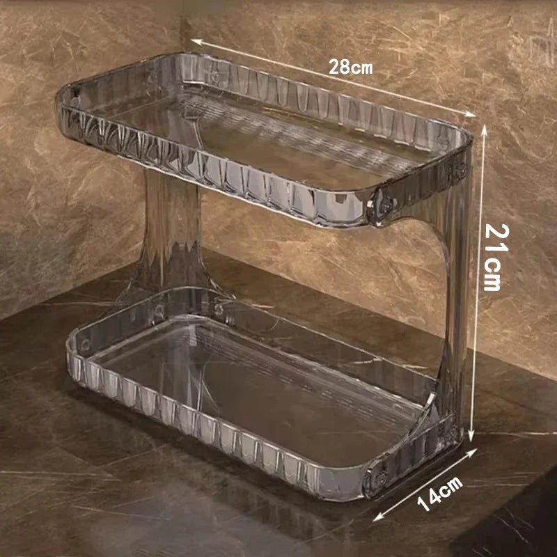 PureStak Étagère de Salle de Bain | À Deux Niveaux | Organisateur de Cosmétique & de Soins | Support pour Lavabo & Table