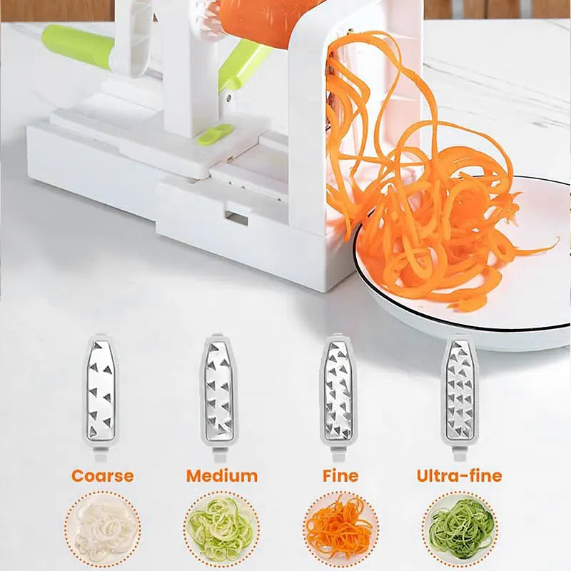 SpiraChef Coupe-légumes en spirale | Coupe-légumes & Râpe 5-en-1 | Avec ventouse et design pliable | Pour Zoodles, légumes & fruits