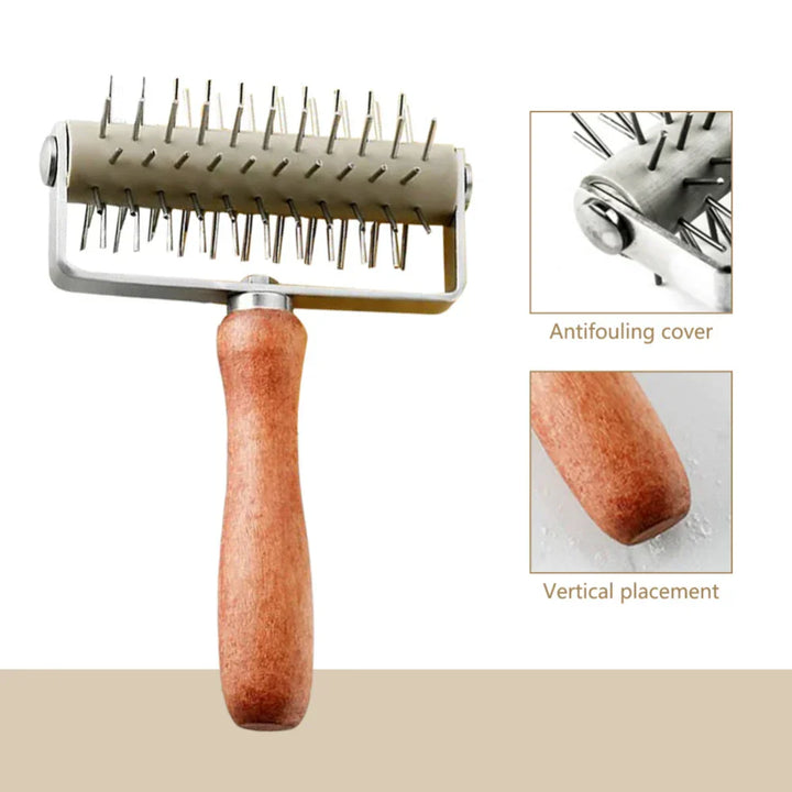 PizzaDock Pro | Pique-pâte en acier inoxydable & manche en bois | Sans bulles & rapide | 20,5 x 13,3 cm