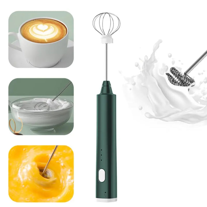 FROTHORIA Mousseur à lait électrique & Mixeur | Rechargeable | 3 Vitesses | 2 Accessoires