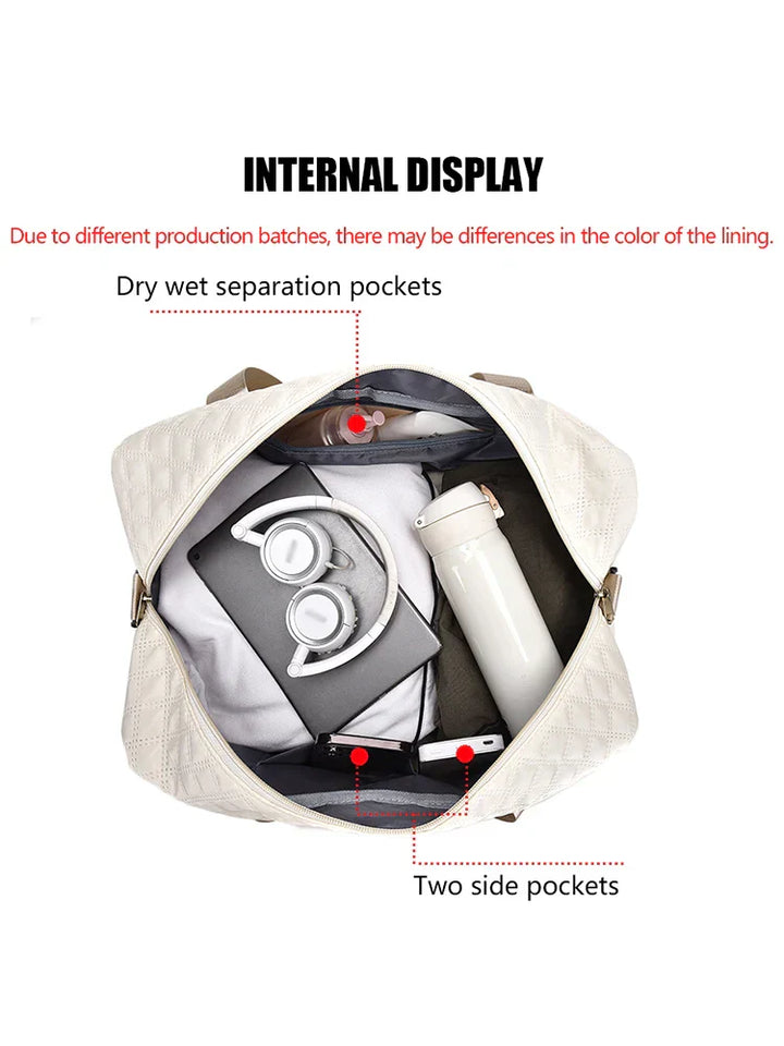 Raumio TravelFlex Sac de voyage léger avec motif en losange | Grand sac de sport et de week-end avec compartiment à chaussures et compartiment humide | Adapté aux bagages à main et pliable
