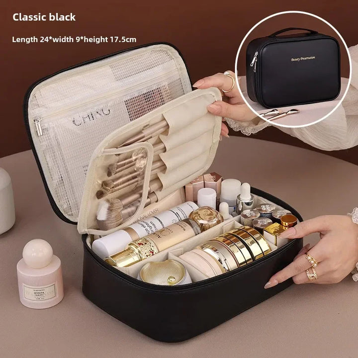 VELINIA Trousse de maquillage pour femmes | Grande capacité | Résistante à l'eau & Luxueuse | Cuir PU