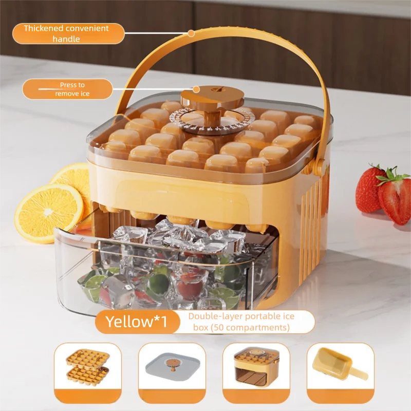 Moule à glaçons Frostina | 50 glaçons à la fois | Boîte de rangement à double couche | Compatible alimentaire & Réutilisable