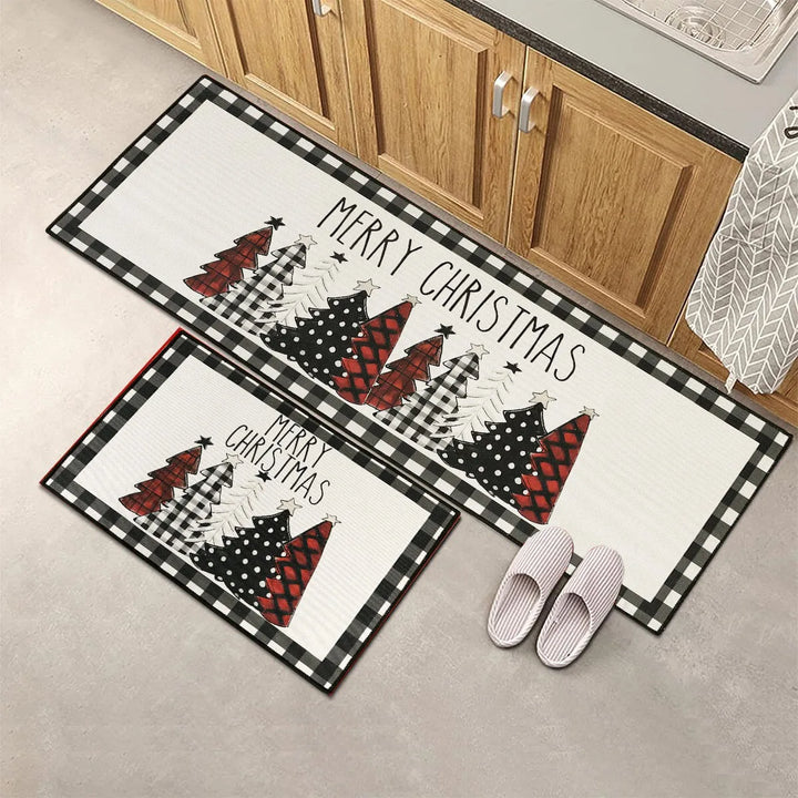 PlaidJoy Tapis de Noël | Design à carreaux & Antidérapant | Absorbant & Lavable | Pour Cuisine & Salon | Édition 2025–2026
