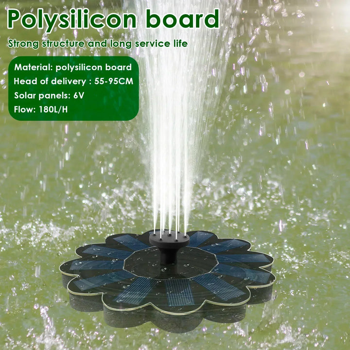 Fontaine de jardin solaire Spring | 5 buses interchangeables | Économique en énergie & sans entretien | Pour étang, abreuvoir pour oiseaux & balcon