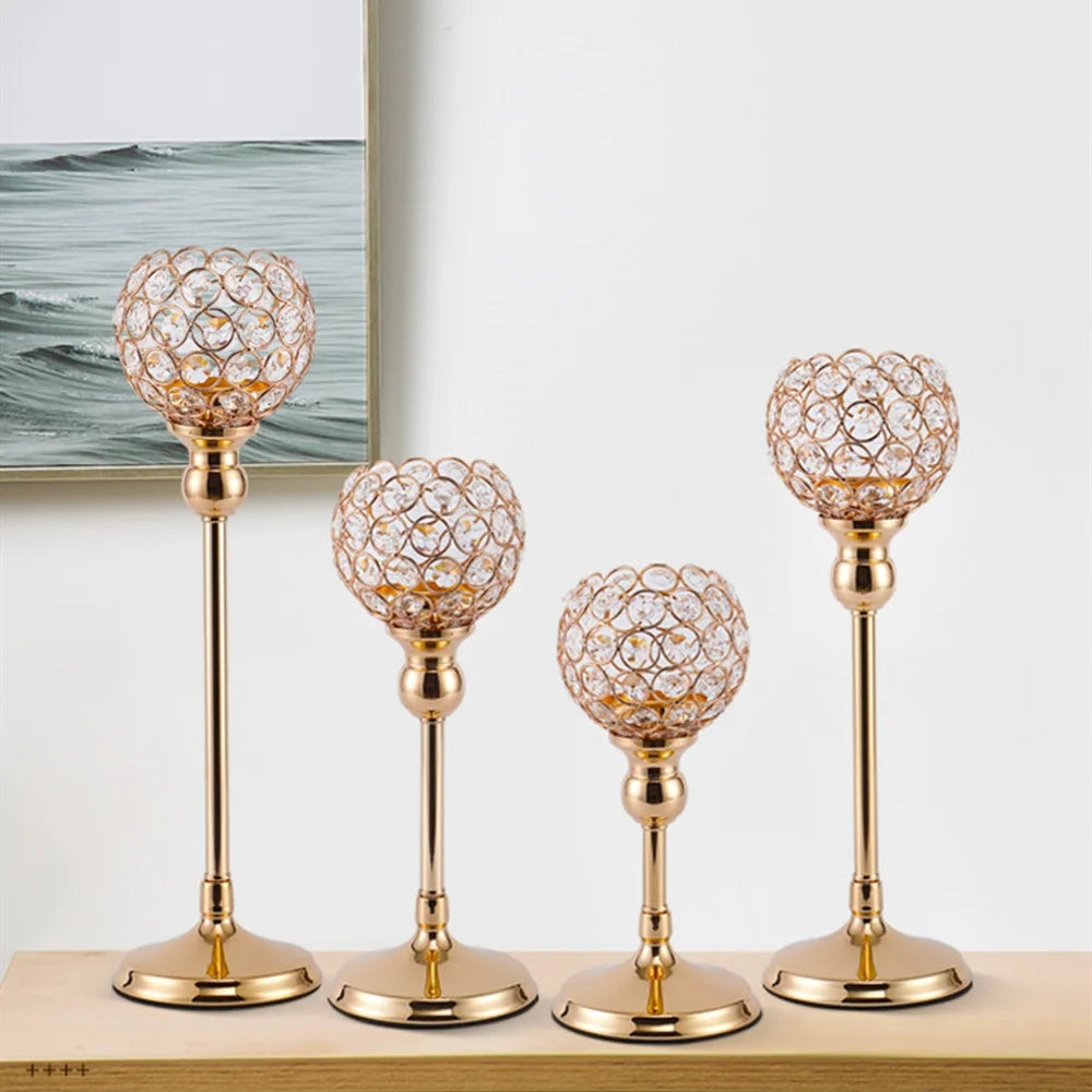 CristaLuce Bougeoir | 3 Coupes en Cristal | Design Arc Moderne | Métal & Verre | 33×9×15,5 cm