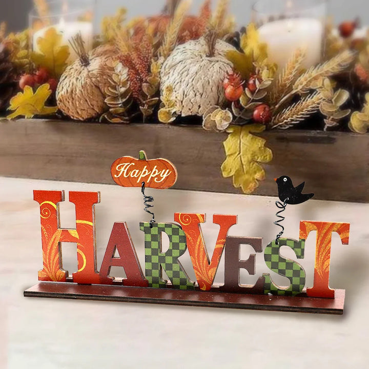 Décoration en bois AutumnCharm | Élément décoratif de Thanksgiving | Décoration d'intérieur et de table automnale