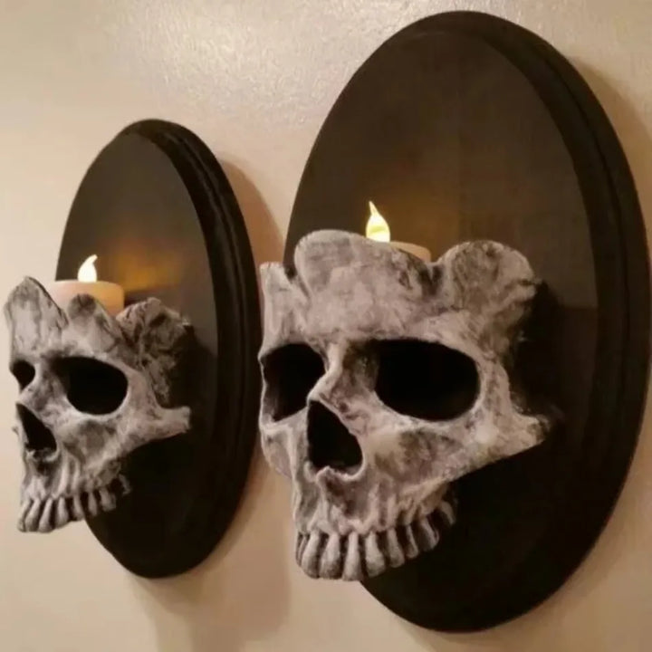 Bougeoir mural SkullTorch | Design crâne | Décor gothique et Halloween