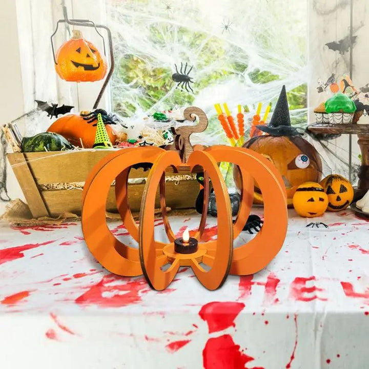 Bougeoir en Citrouille | Fer Forgé | Décoration Halloween | Blanc & Jaune