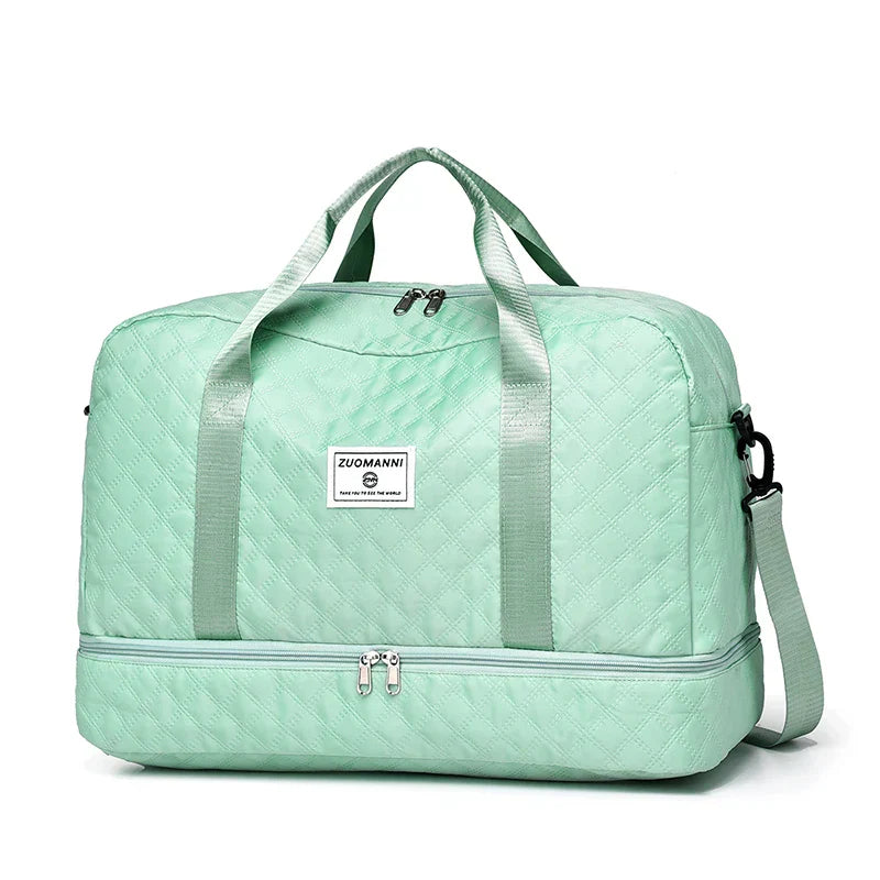 Raumio TravelFlex Sac de voyage léger avec motif en losange | Grand sac de sport et de week-end avec compartiment à chaussures et compartiment humide | Adapté aux bagages à main et pliable