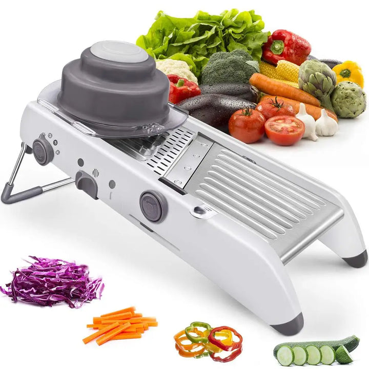 SchnittMeister 18-en-1 Mandoline Râpe à Légumes | Réglable & Lames en Acier Inoxydable | Pour Tranches, Frites & Julienne | Sûr & Polyvalent