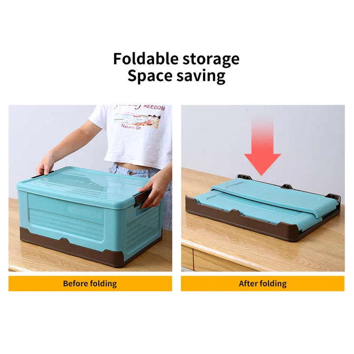 FlexiStore Boîte Pliable | Organisateur empilable avec couvercle | 32×23×21,5 cm | Rangement en plastique pour la maison et en déplacement