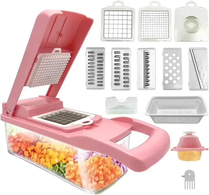 Coupe-légumes 12-en-1 KüchenMeister Pro | Multicoupe avec 7 lames | Râper, couper en dés, trancher | Sans BPA et lave-vaisselle