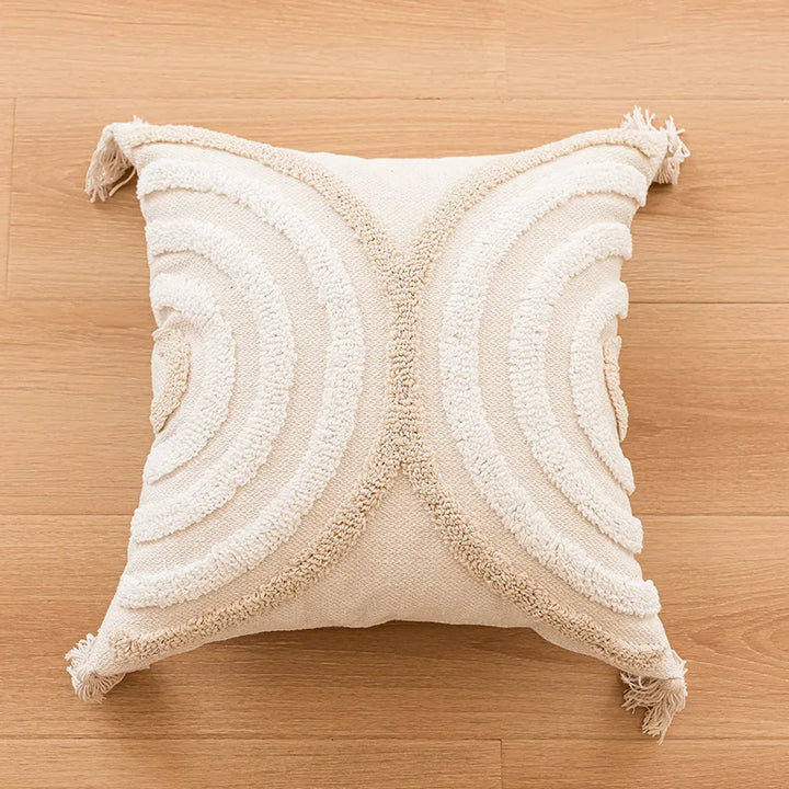 Housse de coussin BohoLoom | 45x45 cm | Mélange de coton avec franges | Fermeture éclair cachée
