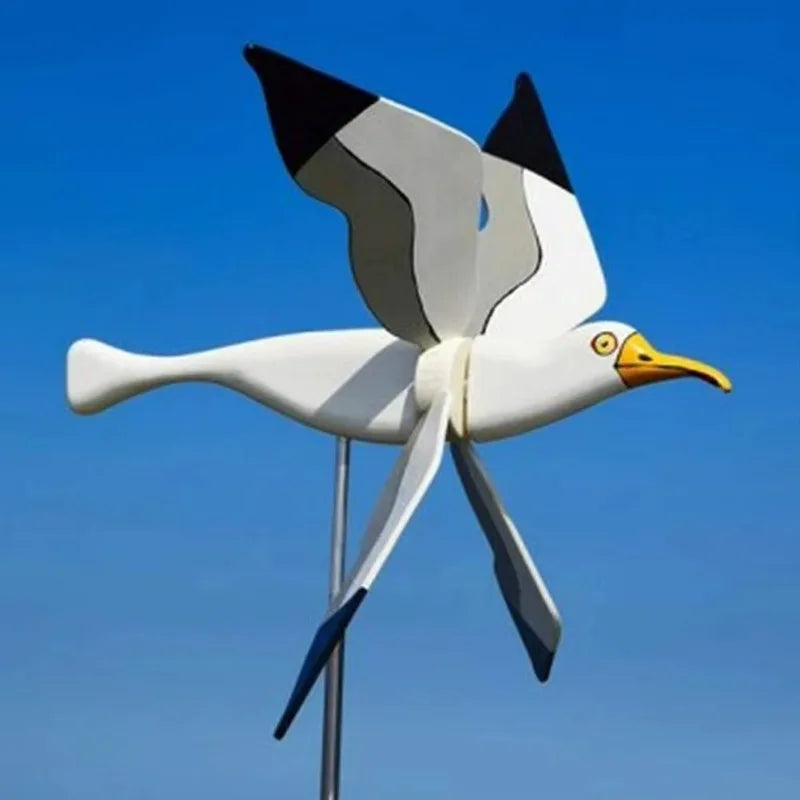 Décoration de jardin Windvogel SkyGull | Créez un moulin à vent créatif avec motif de mouette | Résistant aux intempéries & réglable en hauteur | Figurine de 25 cm