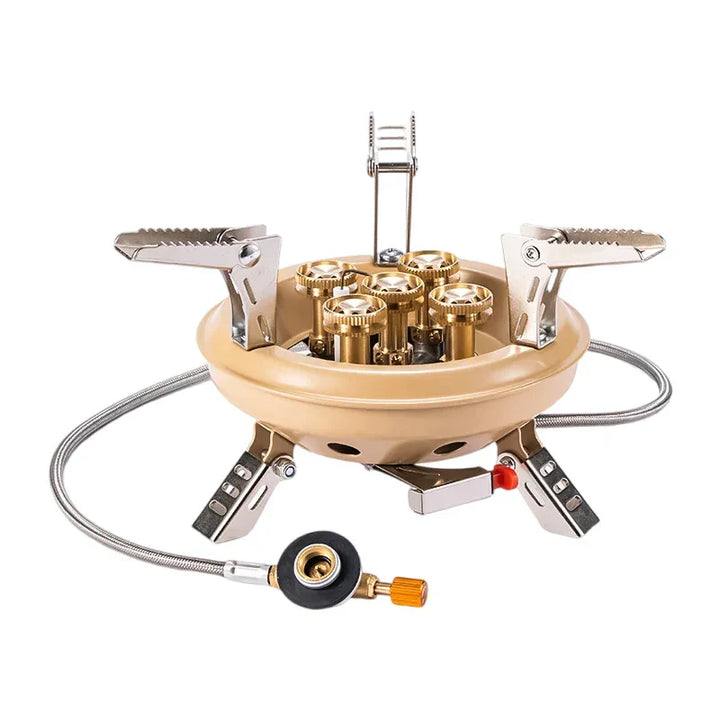 Flamurion Camping-Brûleur à gaz 16000W avec allumage piezo | Brûleur à gaz haute pression pliable pour extérieur et situations d'urgence | Pour butane/propane