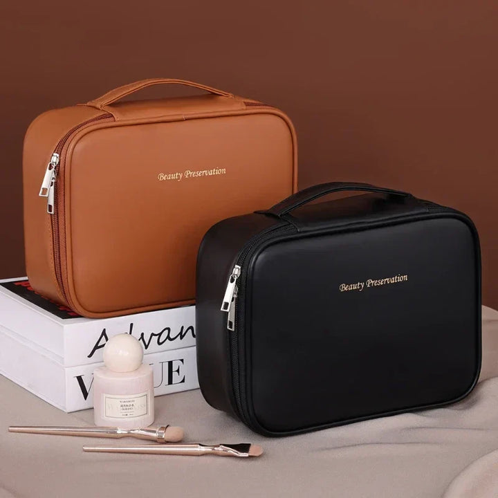 VELINIA Trousse de maquillage pour femmes | Grande capacité | Résistante à l'eau & Luxueuse | Cuir PU