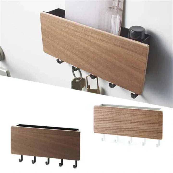 KeyNest Organisateur mural | Tableau de clés en bambou avec crochets | Vestiaire mural rectangulaire pour clés, vestes et accessoires