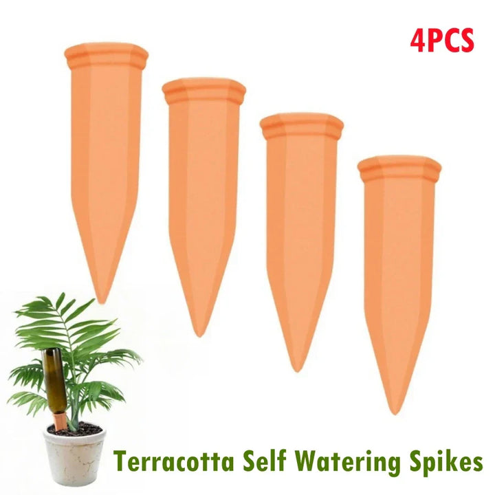 Piquets d'irrigation TERRAFINA | Ensemble de 4 | Auto-irrigation en terre cuite | Pour plantes d'intérieur et d'extérieur | Irrigation pendant les vacances