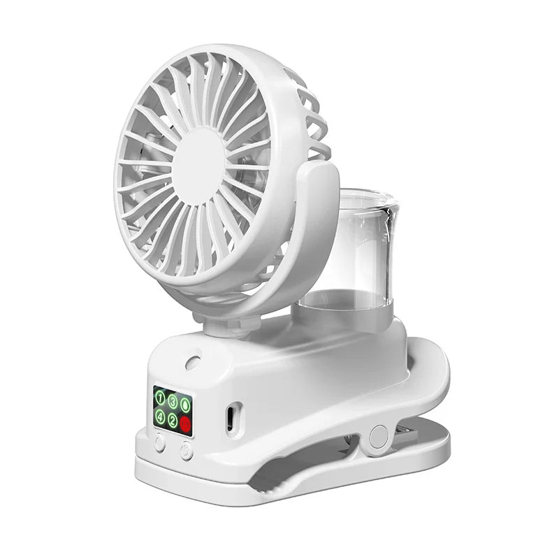 Mistello Ventilateur à spray portable avec clip | 4 vitesses & 360° rotatif | Mini ventilateur USB avec nébuliseur pour bureau, voiture & camping
