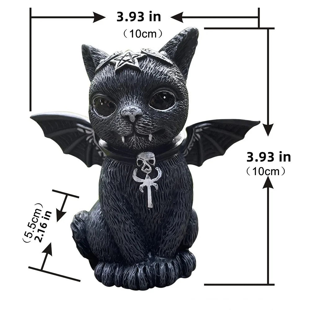 Figurine de Chat Noir MystiCat | Chat Sorcière Peint à la Main | Sculpture en Résine 10 cm | Halloween & Décoration