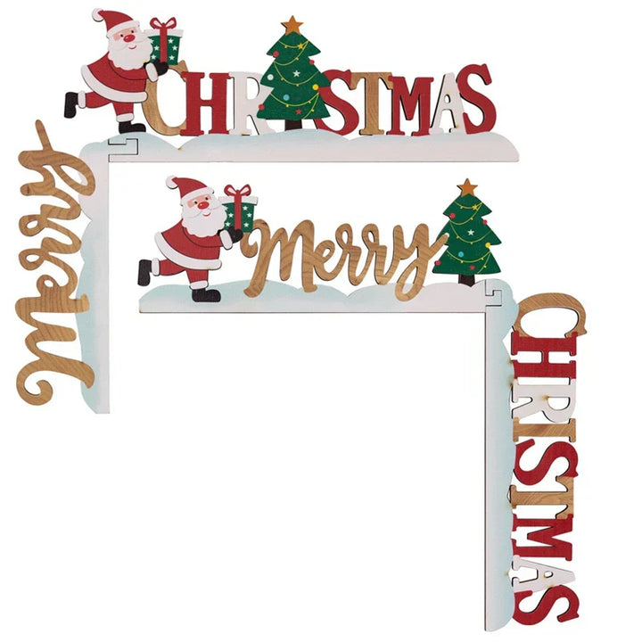 Coin de Noël Décoration SantaCorner | Décoration en Bois pour Portes & Murs | Motif de Noël Amusant avec Lutins & Père Noël | Plaque en Bois 3D