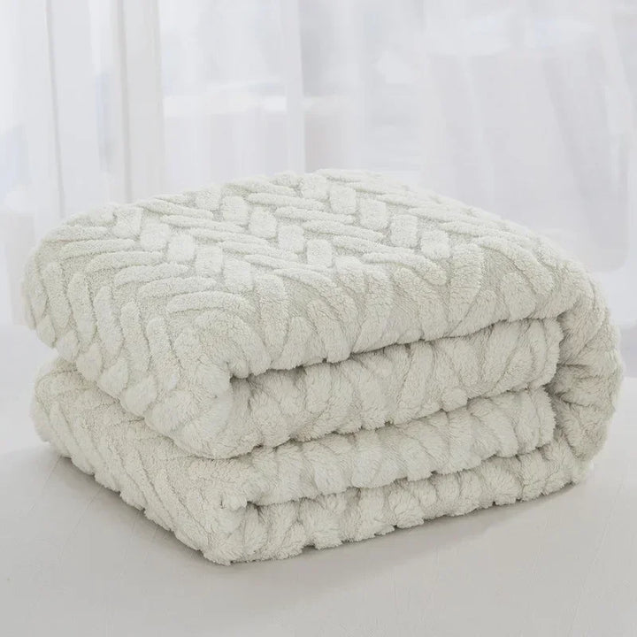 Couverture en Fleece Jacquard CozyWeave | Simple & Double Face | Doux Fleece Tafu & Shu en Coton | Pour l'Automne & l'Hiver