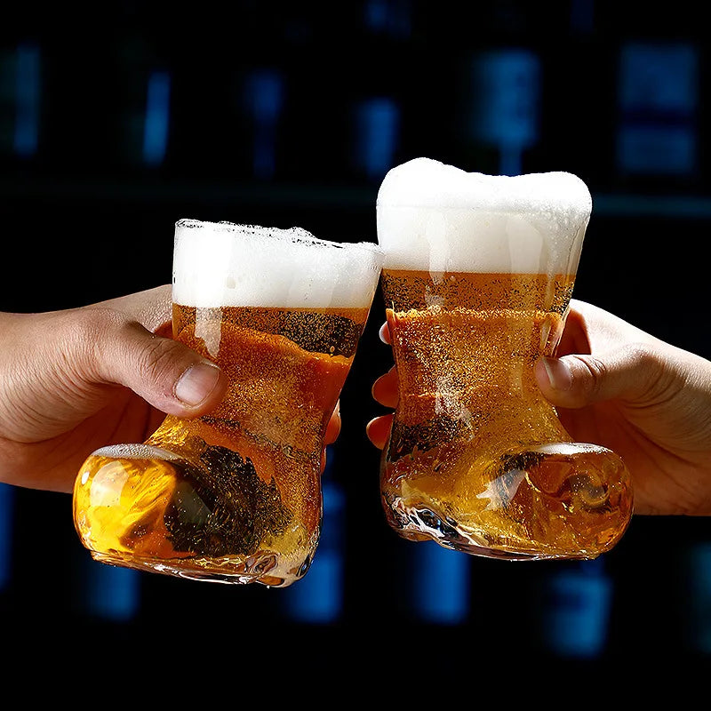 ProstStiefel Verre à bière en forme de botte | 300 ml | Verre de fête traditionnel | Verre de qualité robuste | 12×8×5 cm