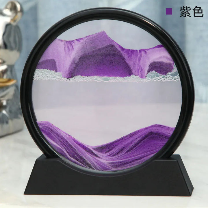 Image de sable 3D Aurelia Flow | Art du sable en mouvement dans le verre | Détente & Décoration | Design rond