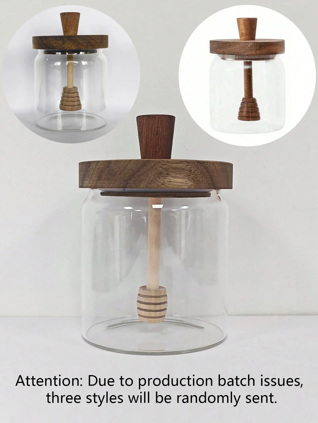MeliVita Pot de miel avec couvercle en bois & cuillère | Contenant hermétique en verre | Récipient transparent pour miel pour cuisine & table de petit-déjeuner