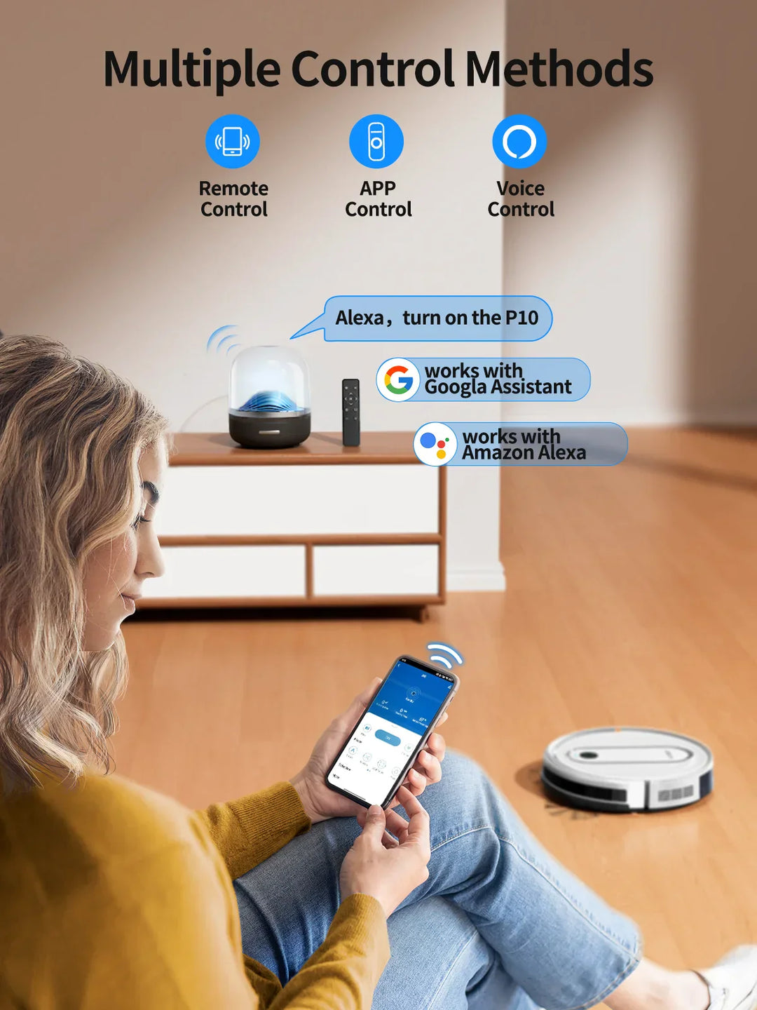 Cleanovo P10 Robot Aspirateur avec Fonction Laveuse | 4500Pa Puissance d'Aspiration | Contrôle par Application & Navigation Gyroscopique | Pour Tapis & Sols Durs