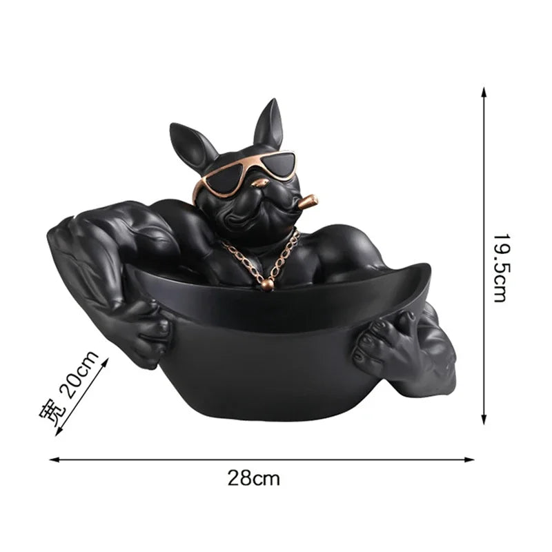 Boîte de rangement Deko DoggyKeeper | Figurine en résine chien | Bol noir pour clés, téléphone & bonbons
