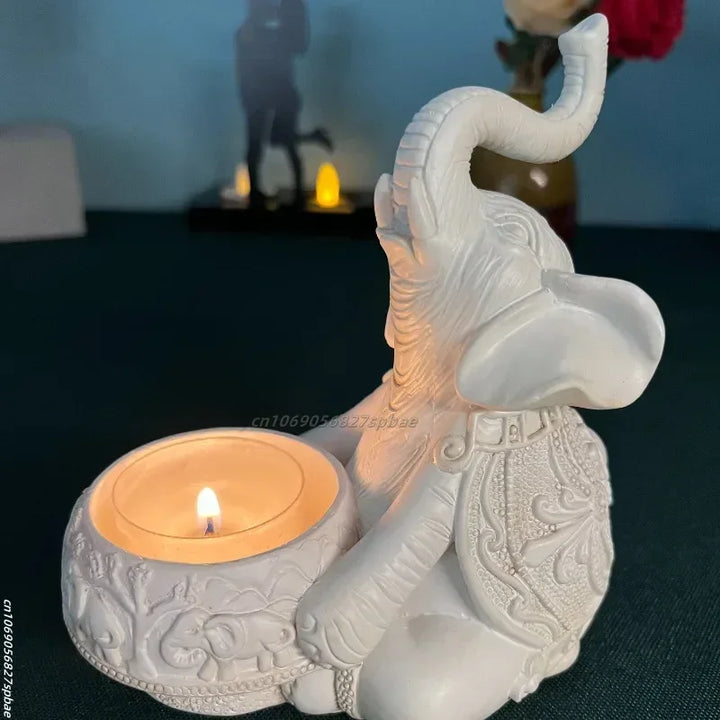 Support de bougie chauffe-plat éléphant Elevara | Fait main & riche en détails | Accessoire décoratif pour la maison | Résine 13×13 cm / 13×9 cm