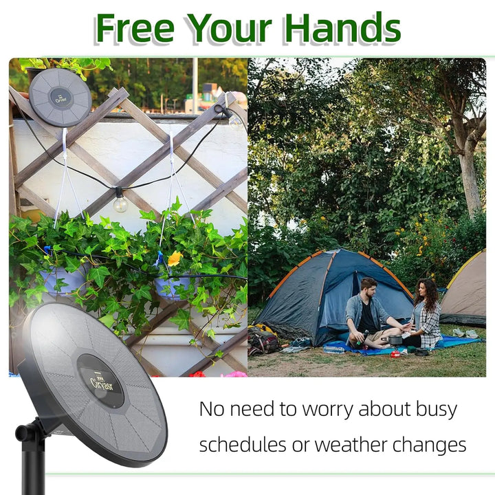 Système d'irrigation solaire AquaSolaris Automatique | Irrigation goutte à goutte avec minuterie et batterie | Pour balcon, jardin et pots de fleurs | Jusqu'à 15 plantes