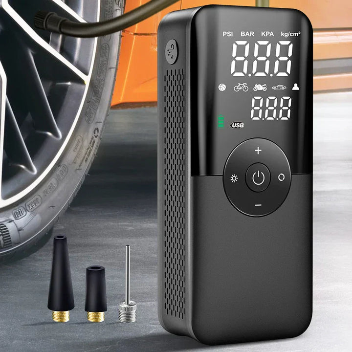 Compresseur d'air AIRTORO | Rechargeable et sans fil | Pour voiture, vélo et ballons | Avec fonction de batterie externe