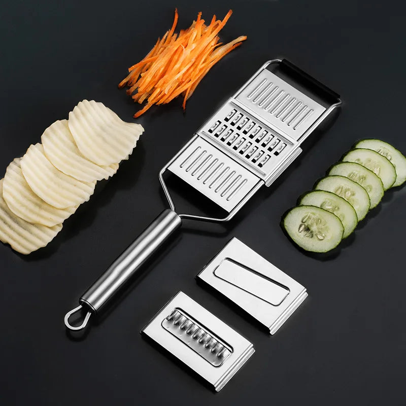Küchenschnitt en acier inoxydable Râpe à légumes & Hachoir | Râpe de cuisine 3-en-1 | Antidérapante & Lavable au lave-vaisselle