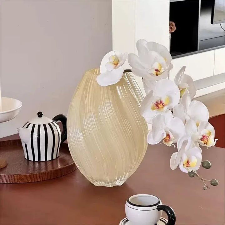 Vase en Verre | TwistDesign | Design Torsadé | Moderne & Élégant | Pour Fleurs Séchées & Décoration
