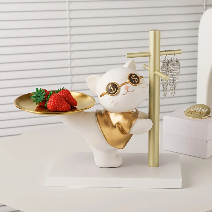 Charmoko Déco de rangement avec porte-bonheur | LuckyCat & LuckyRabbit | Support à bijoux & clés | Accessoires de maison élégants