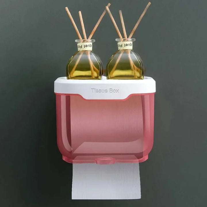 Support de papier toilette mural | Avec étagère et boîte étanche | Moderne et gain de place