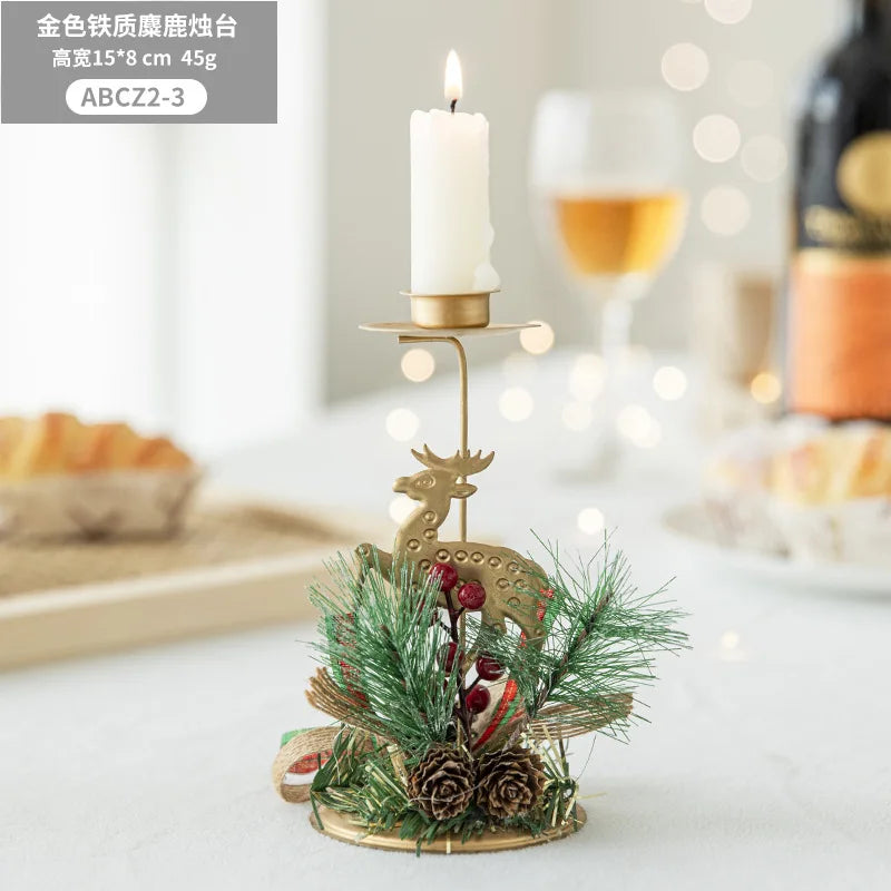 Support de bougie LumiNoel | Bougeoir de Noël en fer doré | Flocon de neige, étoile, arbre & renne | Décoration de table pour Noël & Nouvel An
