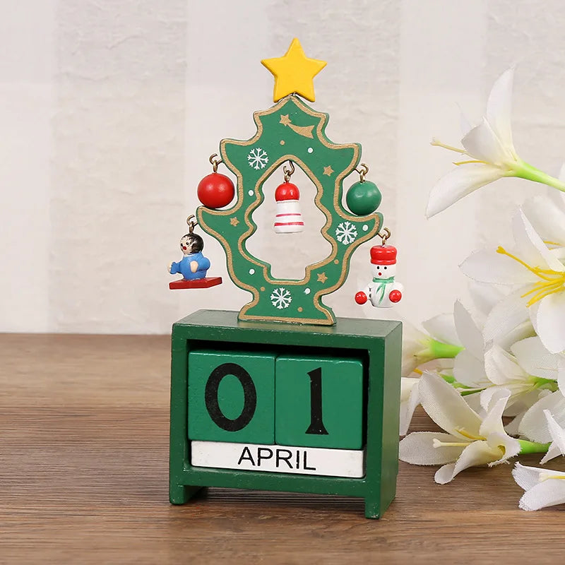 Calendrier de compte à rebours de Noël en bois | Père Noël, renne & bonhomme de neige | Décoration de table artisanale | Édition hivernale limitée