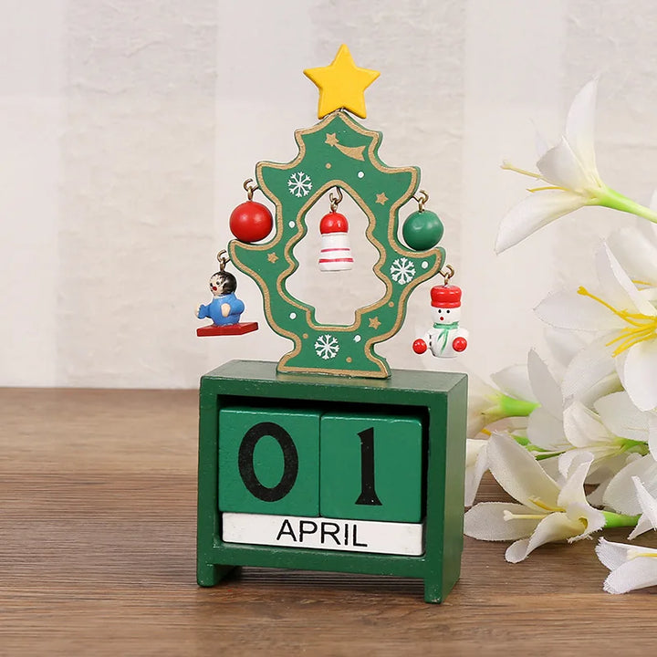 Calendrier de compte à rebours de Noël en bois | Père Noël, renne & bonhomme de neige | Décoration de table artisanale | Édition hivernale limitée