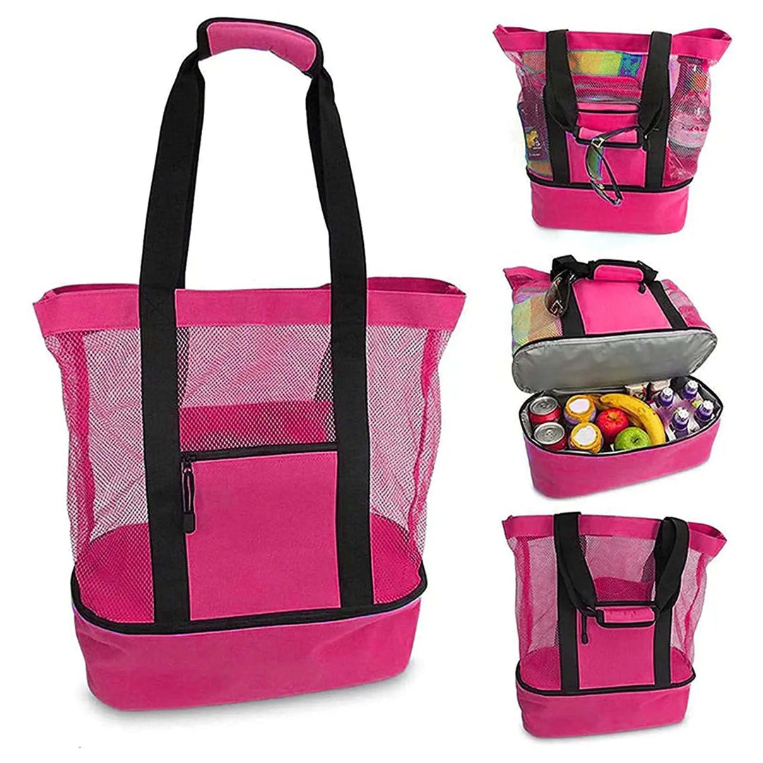 Sac de Plage SANDORIA 2-en-1 | Avec Compartiment Isotherme & Rangement en Maille | Pour Jouets, Coquillages & Snacks | Léger & Pliable