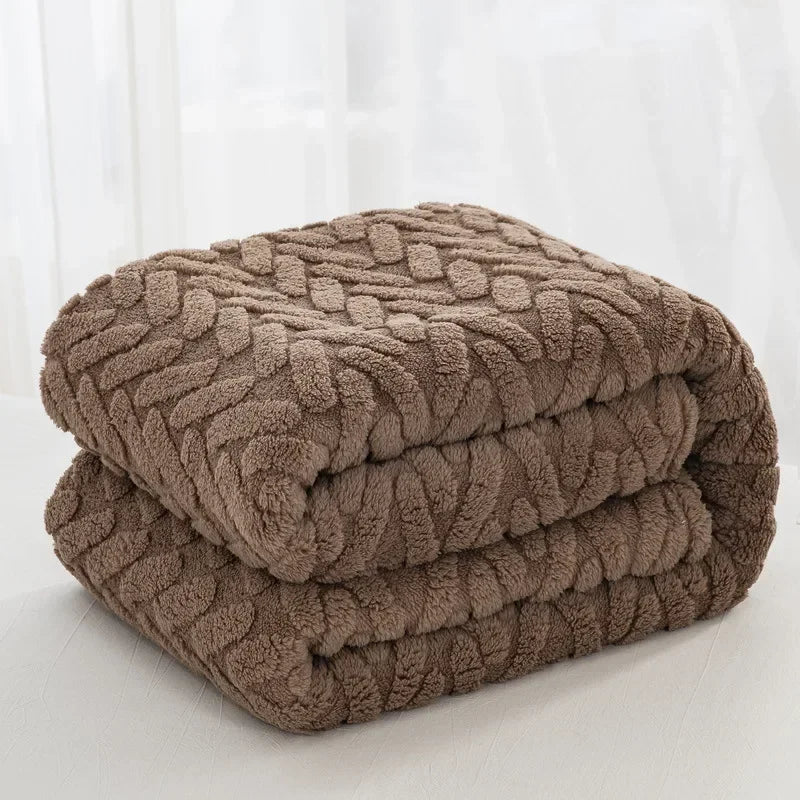 Couverture en Fleece Jacquard CozyWeave | Simple & Double Face | Doux Fleece Tafu & Shu en Coton | Pour l'Automne & l'Hiver