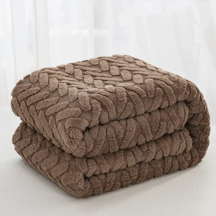 Couverture en Fleece Jacquard CozyWeave | Simple & Double Face | Doux Fleece Tafu & Shu en Coton | Pour l'Automne & l'Hiver