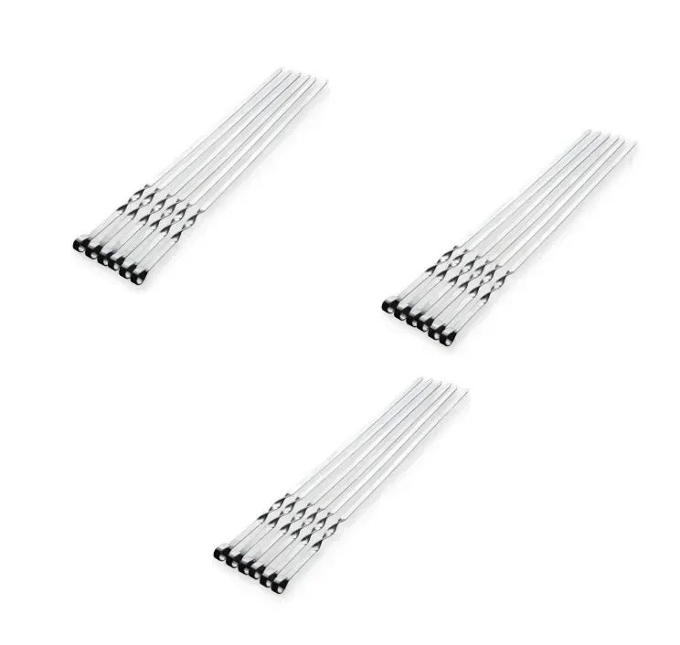 GrillSpear Brochettes de Grill 55 cm | Set de 6 | Acier inoxydable avec poignée en bois de hêtre | Extra Long & Résistant à la chaleur