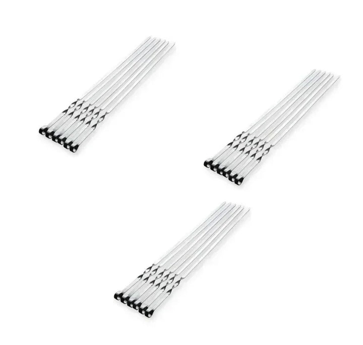 GrillSpear Brochettes de Grill 55 cm | Set de 6 | Acier inoxydable avec poignée en bois de hêtre | Extra Long & Résistant à la chaleur