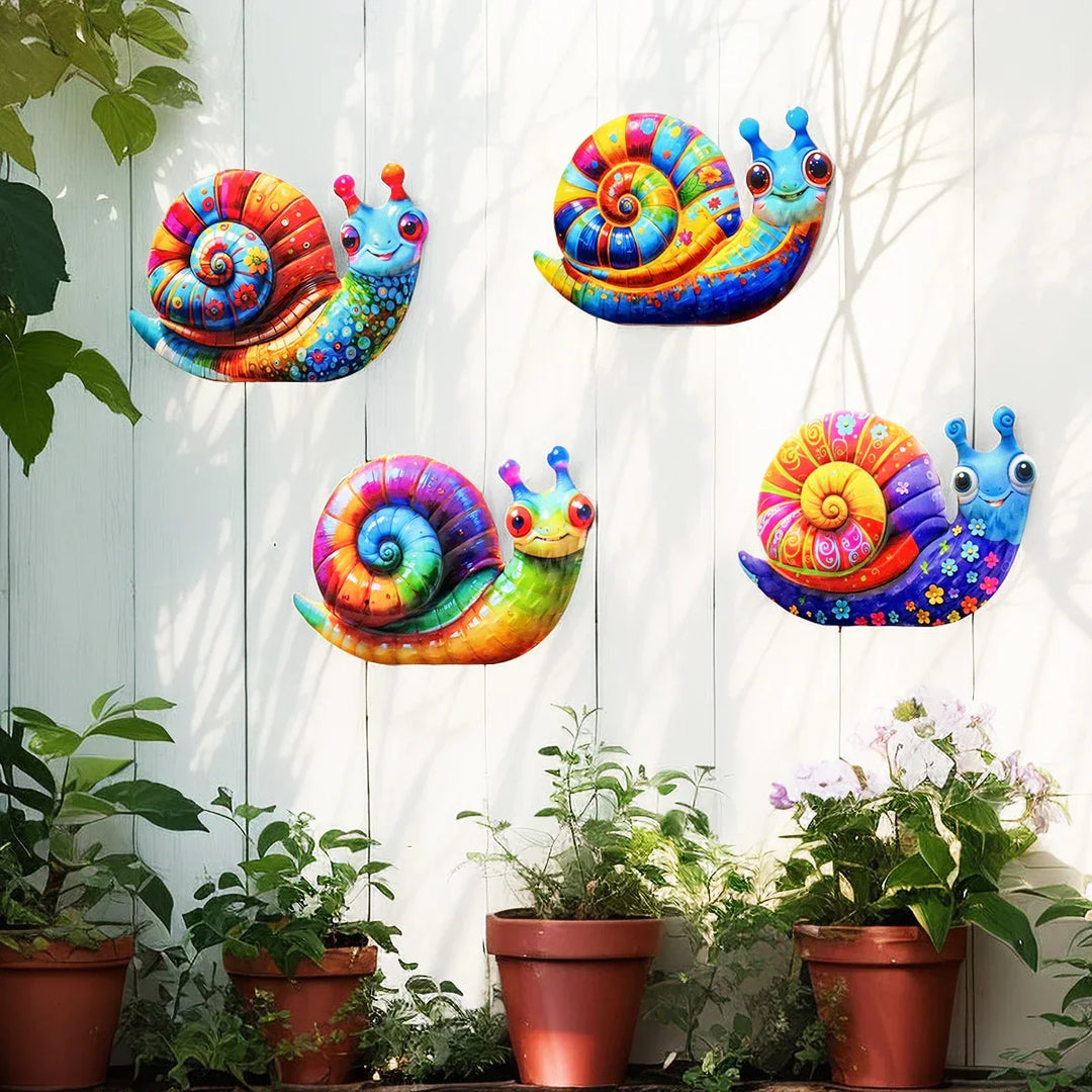 Gartentiva Décoration Murale Métal Escargot | Décoration de Jardin en Métal Résistante aux Intempéries | Pour Clôture, Terrasse & Intérieurs | 21,5 × 13,5 cm
