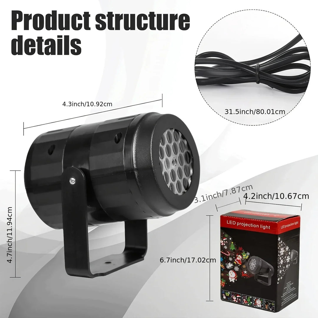 Projecteur LED de Noël SnowMotion | 16 Motifs Rotatifs | Intérieur & Extérieur | Éclairage de Noël pour Maison, Jardin & Fête