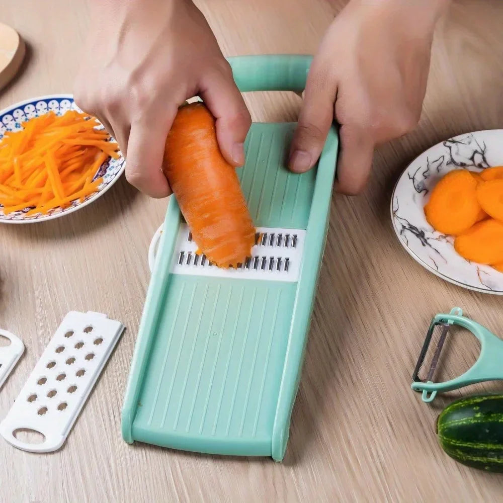 Coupe-légumes 5-en-1 | Manuel & Multifonctionnel | Râpe, Mandoline, Dicer | KüchenMeister® Ustensiles de cuisine